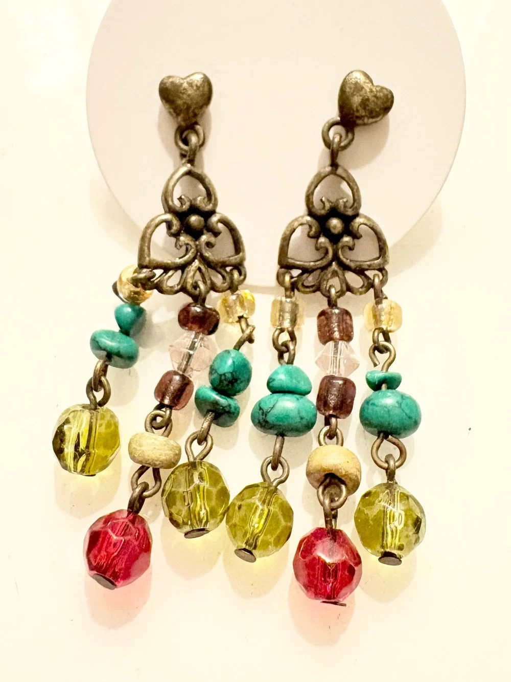 Premier Designs Bohemian Multicolor Beaded Dangle Earrings Antique Chandelier